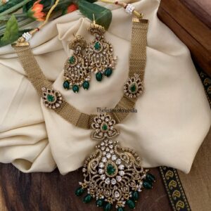 Bridal victorian chain necklace set - Green beads