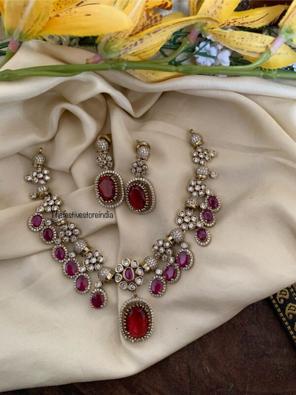 Ruby drops Victorian necklace set
