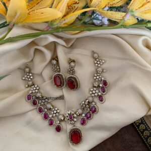 Ruby drops Victorian necklace set