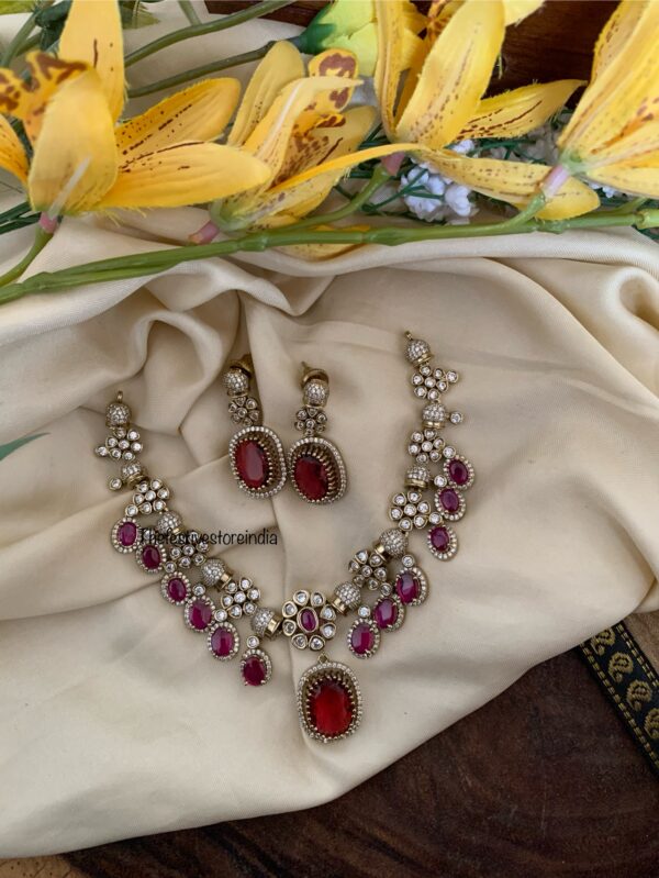 Ruby drops Victorian necklace set