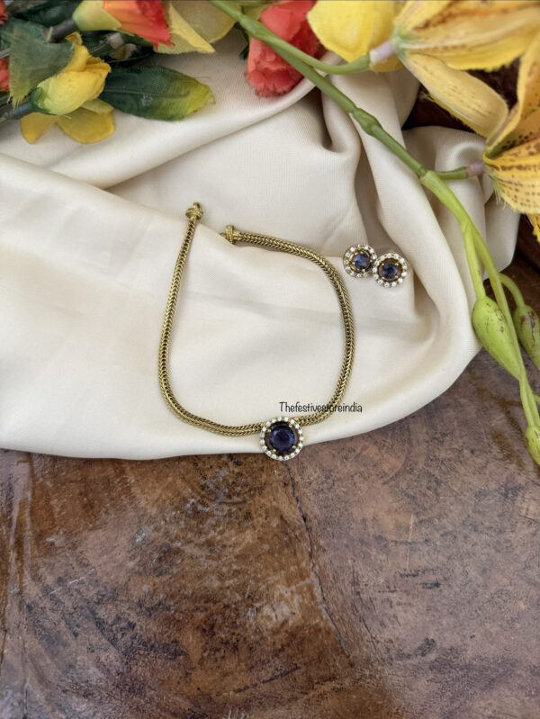Simple pendant necklace set - Amethyst/Purple