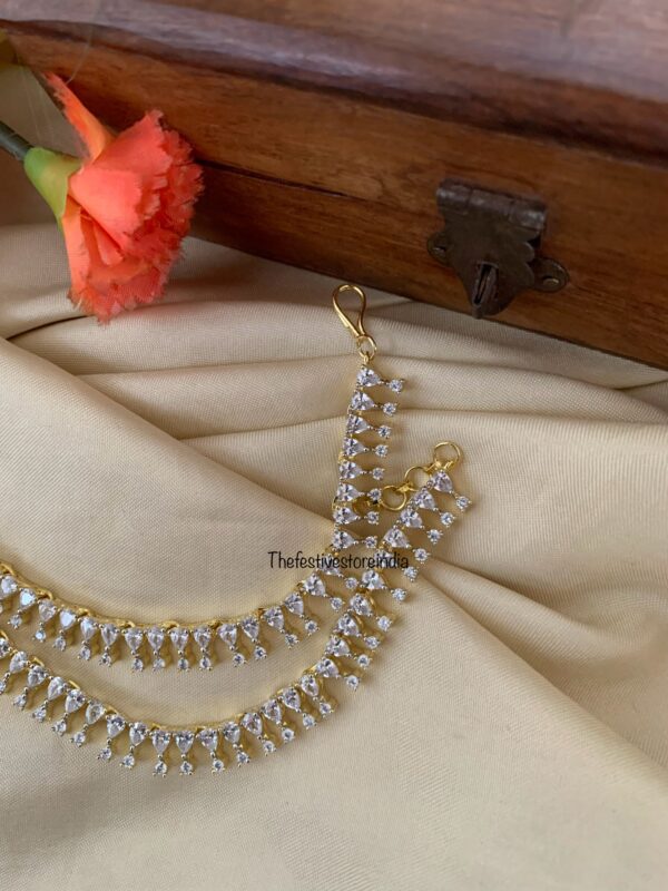 Gold polish diamond look ear chain