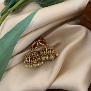 Classic jhumkas - Maroon / Red