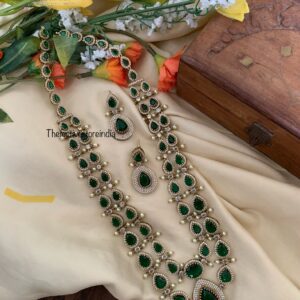 2 layer Victorian emerald haaram set