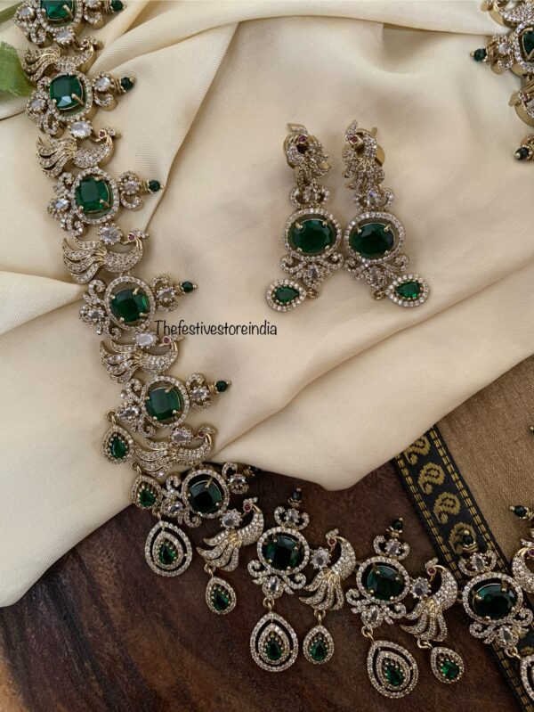 Designer Bridal Victorian emerald haaram set