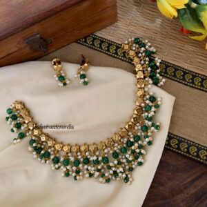 Classic drop necklace set - Green