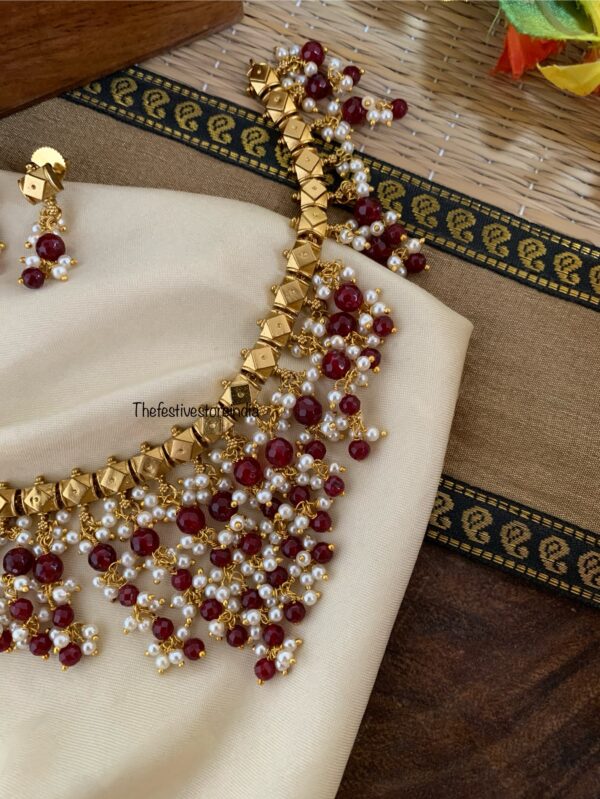 Classic drop necklace set - Maroon