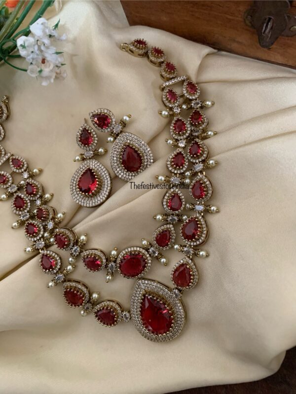 2 layer Victorian ruby necklace set