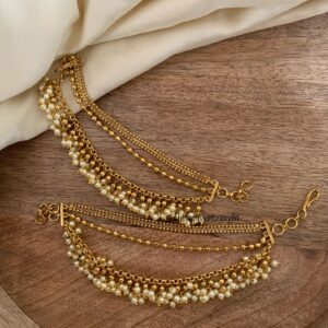 Premium polish pearls ear chain