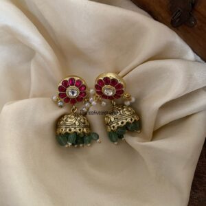 Jadau kemp and green jhumkas