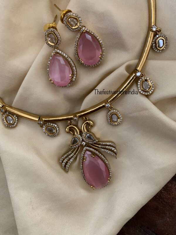 Budgeted Pink AD drop pendant hasli set
