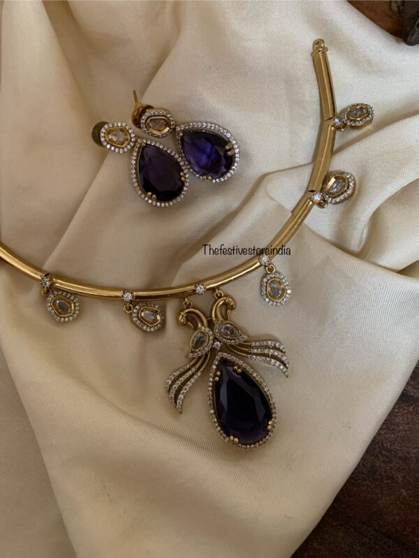 Budgeted Amethyst AD drop pendant hasli set