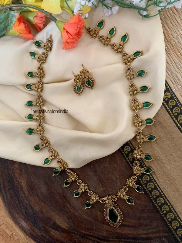 Pendant stone Palakka haaram set