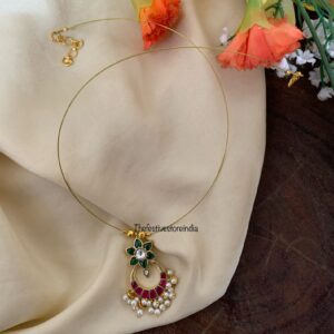 Jadau minimalist chandbali pendant chain