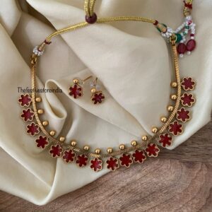 Enamel floral necklace set