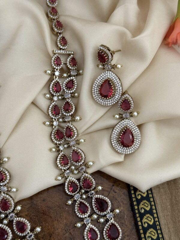 2 layer Victorian ruby haaram set