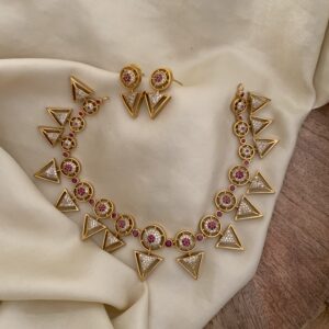 AD White red necklace set