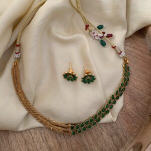 Half leafy necklace set - Green