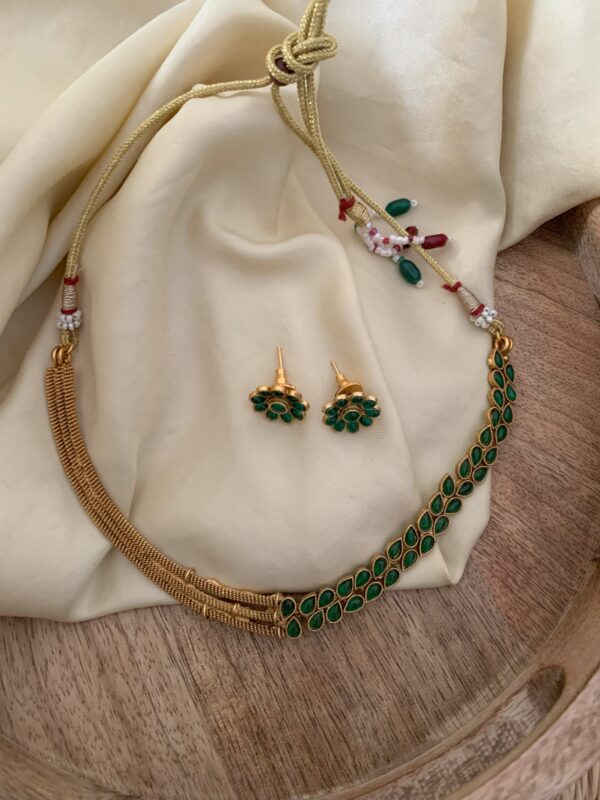 Half leafy necklace set - Green