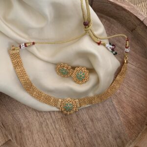 Floral mopp choker set - Mint