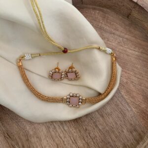 Block choker set - Pink