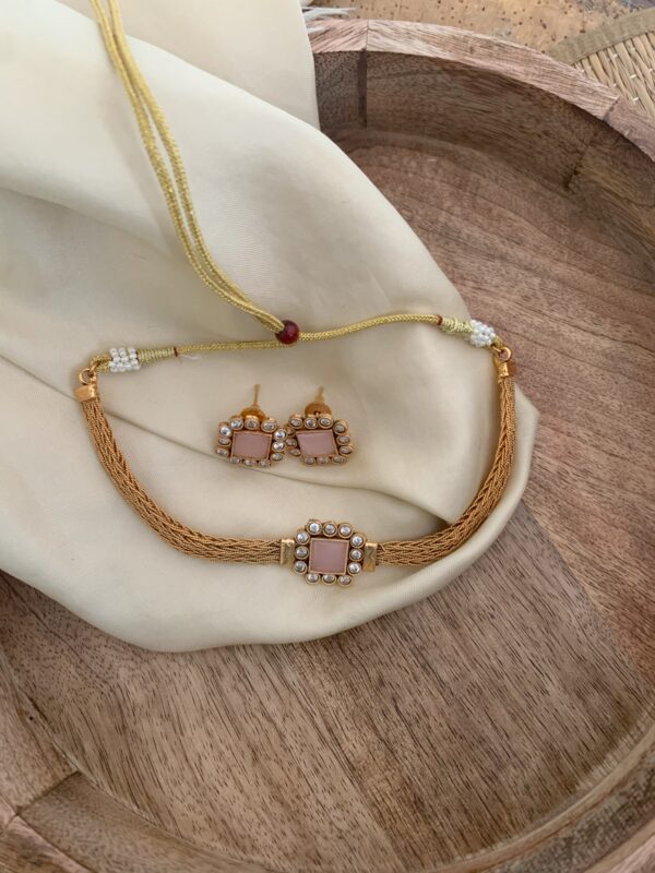 Block choker set - Pink