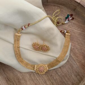 Floral mopp choker set - Pink