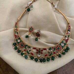 Jadau look alike matte green drops hasli set