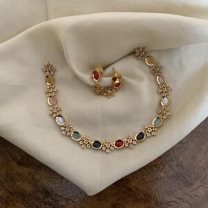 Multi colour floral necklace set