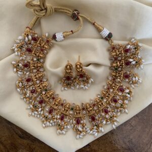 Matte lakshmi rice pearls necklace set