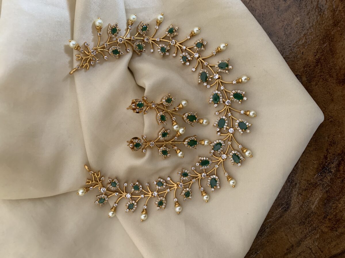 Gold finish Green contemporary evening wear