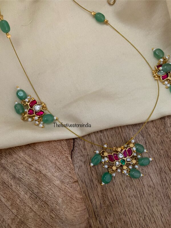 Lotus green drops invisible chain - 46cms