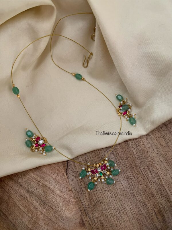 Lotus green drops invisible chain - 46cms