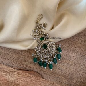 Victorian Green drops maangtikka
