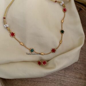 Classic enamel red green choker necklace set