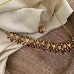 Kaasu lakshmi choker set - Red stone