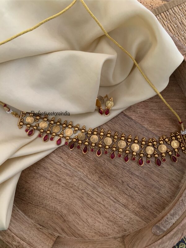 Kaasu lakshmi choker set - Red stone