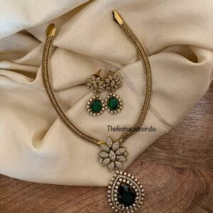 Victorian floral green drop attigai set