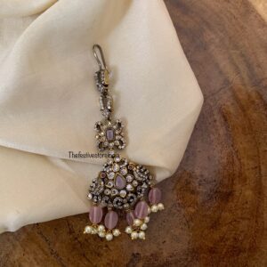 Pink drops victorian maangtikka