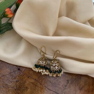 Hook style Green drops jhumkas