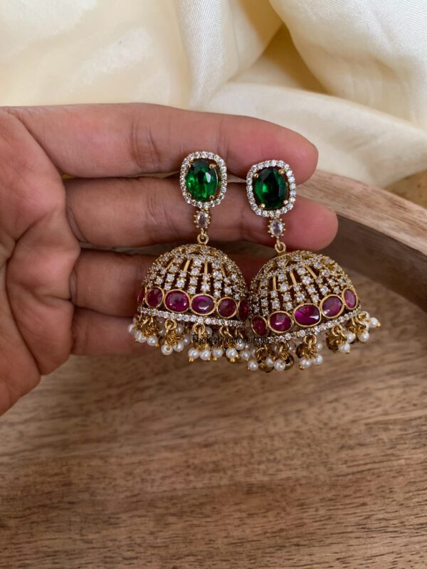 AD red green Bridal jhumkas