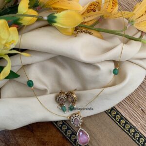Pink pendant chain set - 44cms