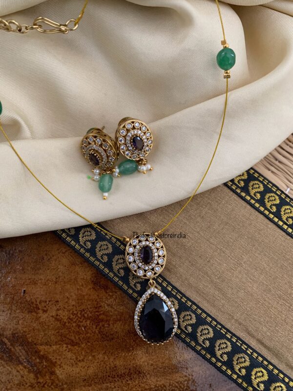 Purple pendant chain set - 44cms