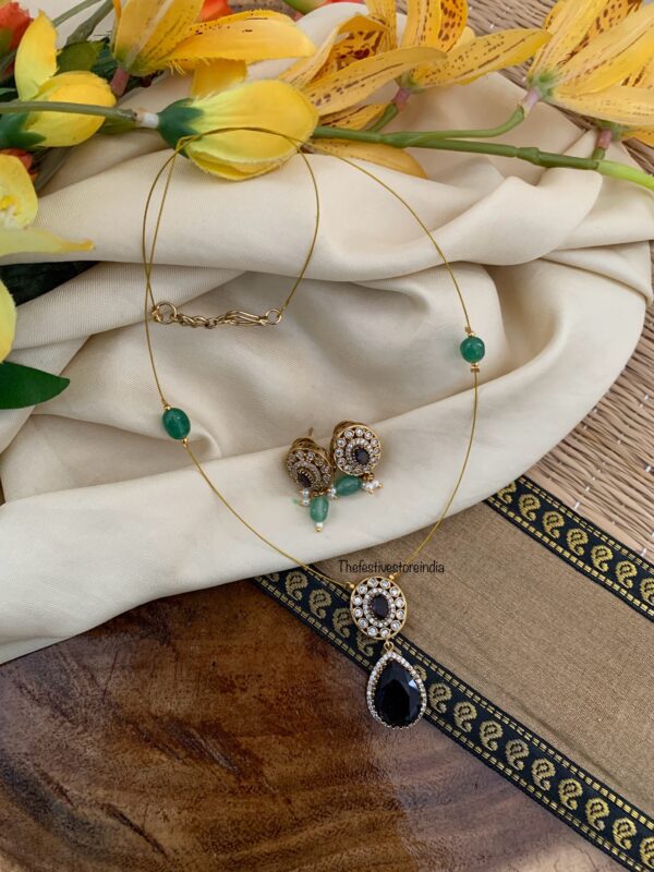 Purple pendant chain set - 44cms