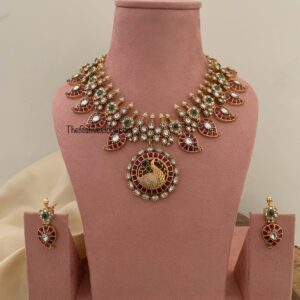Navilu kemp and moissanite stone necklace set