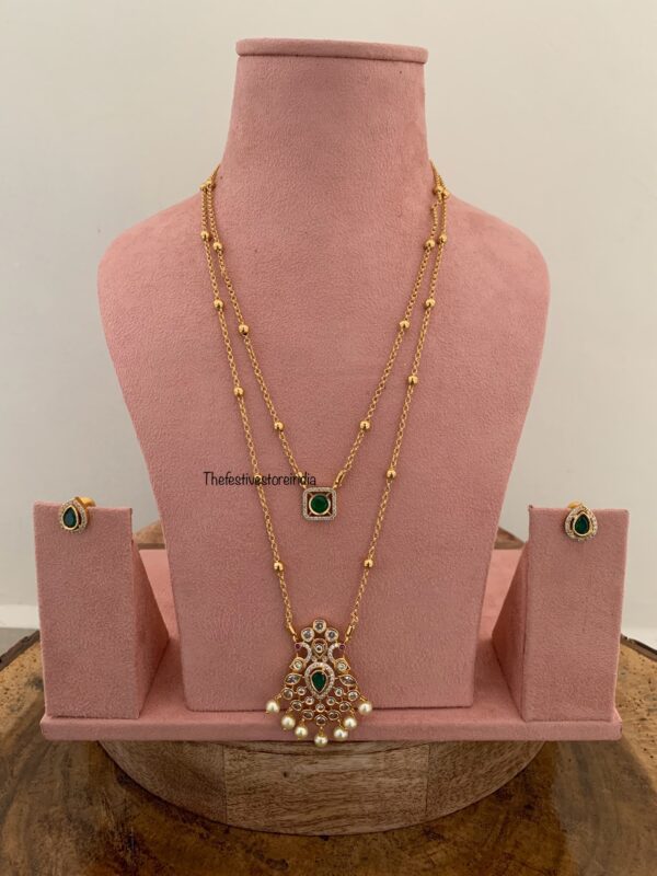 44cms 2 layer gold look alike chain set