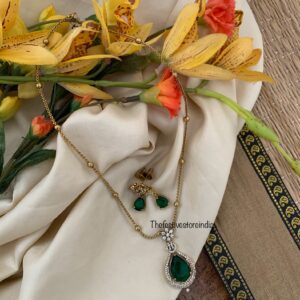 44cms Emerald pendant chain set