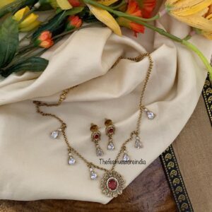 44cms droplets chain set - Red / Maroon
