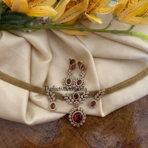Budgeted Victorian pendant choker set - Ruby