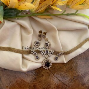 Budgeted Victorian pendant choker set - Purple